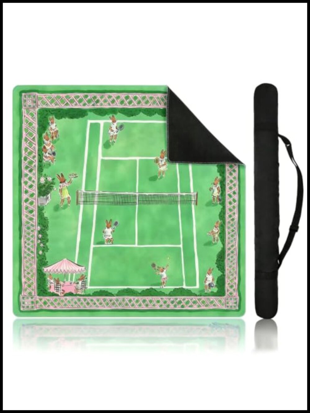 33x33 Anti-Slip Rubber Mahjong Mat with Carrying Bag, Smooth Tile Gliding,